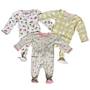 NWT Baby 3pk Basic Zip-Up Dashes Sleep N' Play - Cloud Island Peach, Yellow